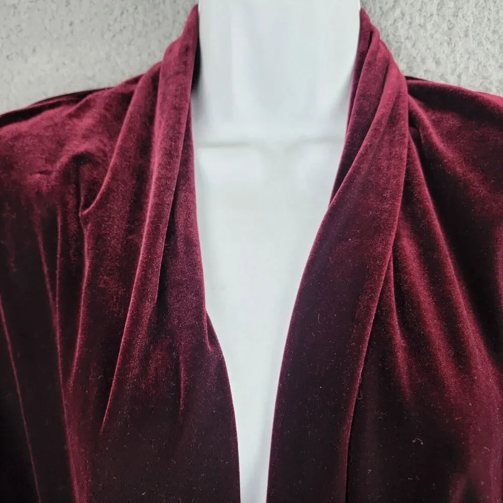 Coldwater Creek Velvet Textured Jacket Wine PM Open Front Luxe Layer